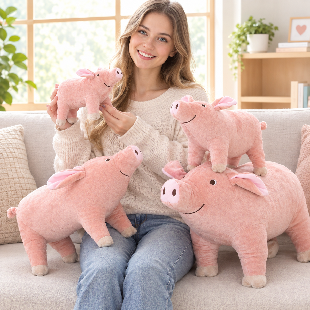 Gris gosedjur – rosa och supermjuk (25–60 cm)
