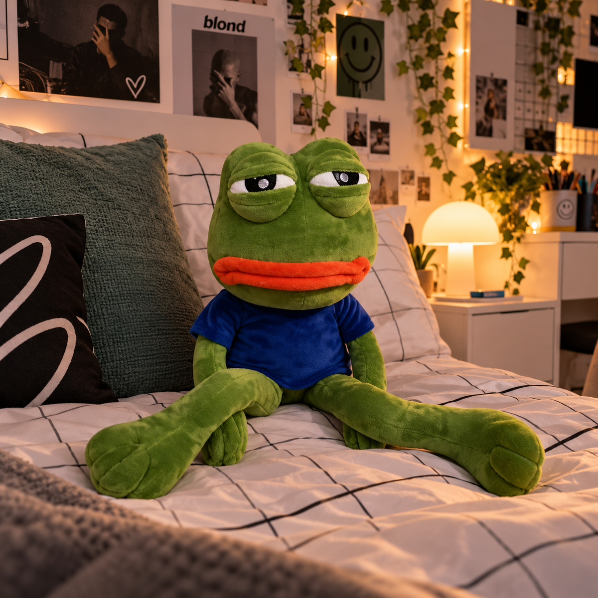 45cm Pepe The Frog Plush Toy Sad Meme Frog Stuffed Animal Soft Funny Peluche Cute Kawaii Hugging Pillow Home Decor Gag Gift