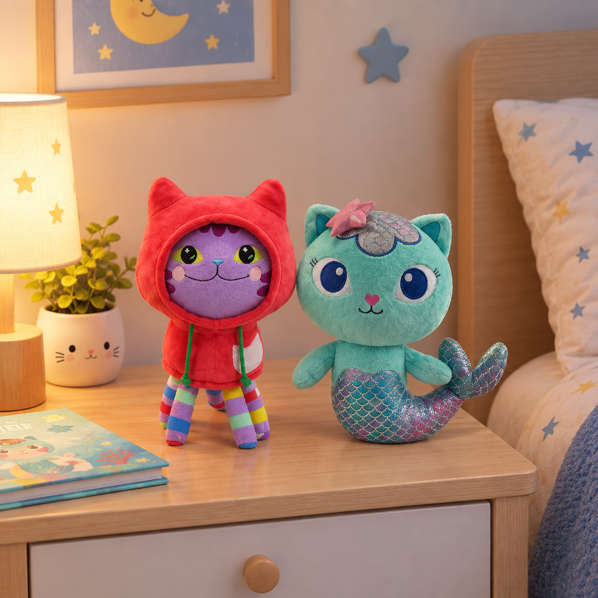 ##8-Piece Gabby Doll House Plush Toy Set 25cm Mermaid Cat Stuffed Animal Cartoon Doll Children's Christmas Gift