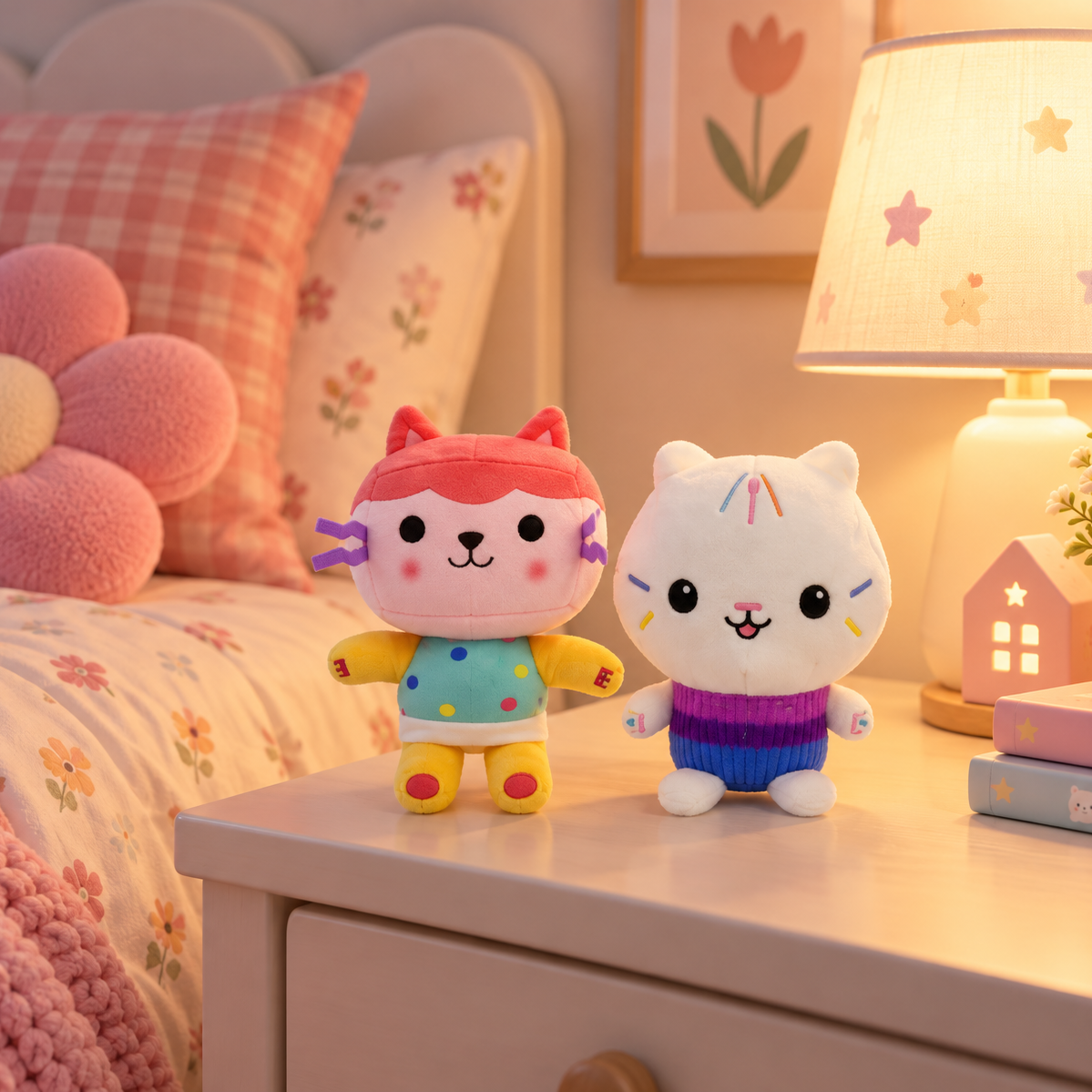 ##8-Piece Gabby Doll House Plush Toy Set 25cm Mermaid Cat Stuffed Animal Cartoon Doll Children's Christmas Gift
