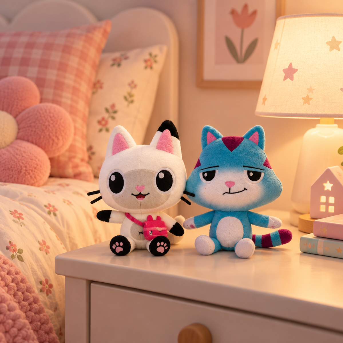 ##8-Piece Gabby Doll House Plush Toy Set 25cm Mermaid Cat Stuffed Animal Cartoon Doll Children's Christmas Gift