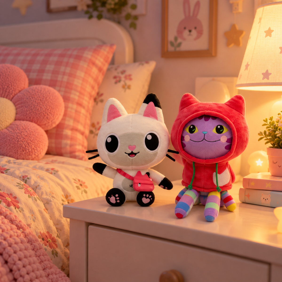 ##8-Piece Gabby Doll House Plush Toy Set 25cm Mermaid Cat Stuffed Animal Cartoon Doll Children's Christmas Gift