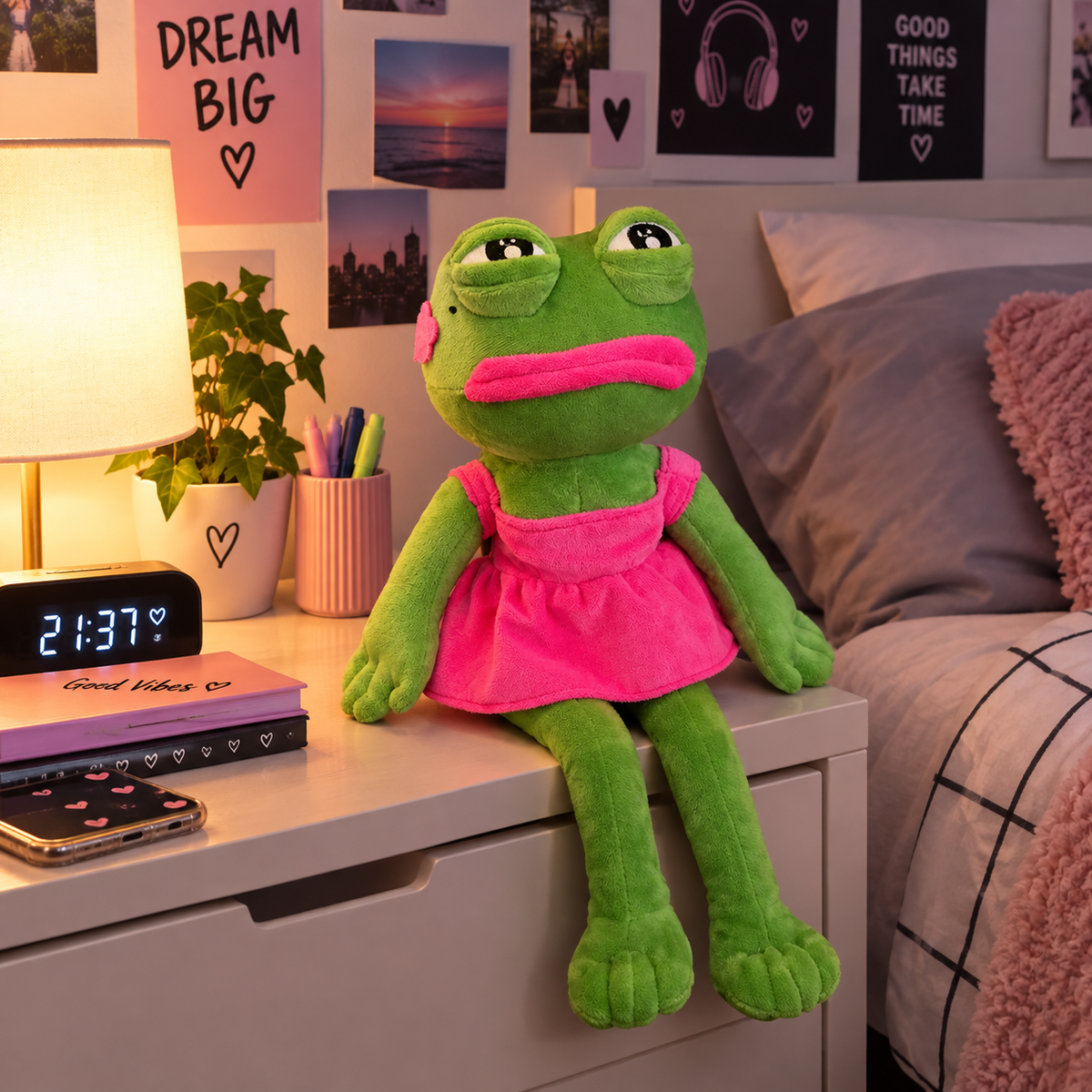 45cm Pepe The Frog Plush Toy Sad Meme Frog Stuffed Animal Soft Funny Peluche Cute Kawaii Hugging Pillow Home Decor Gag Gift