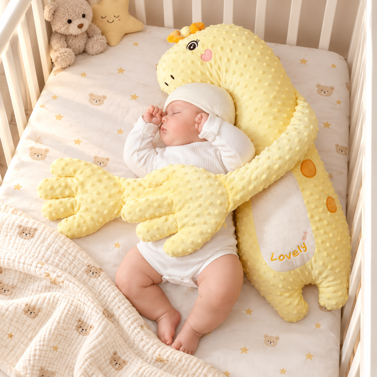 Lugnande klappkudde för baby – justerbar klapparm (65 cm)
