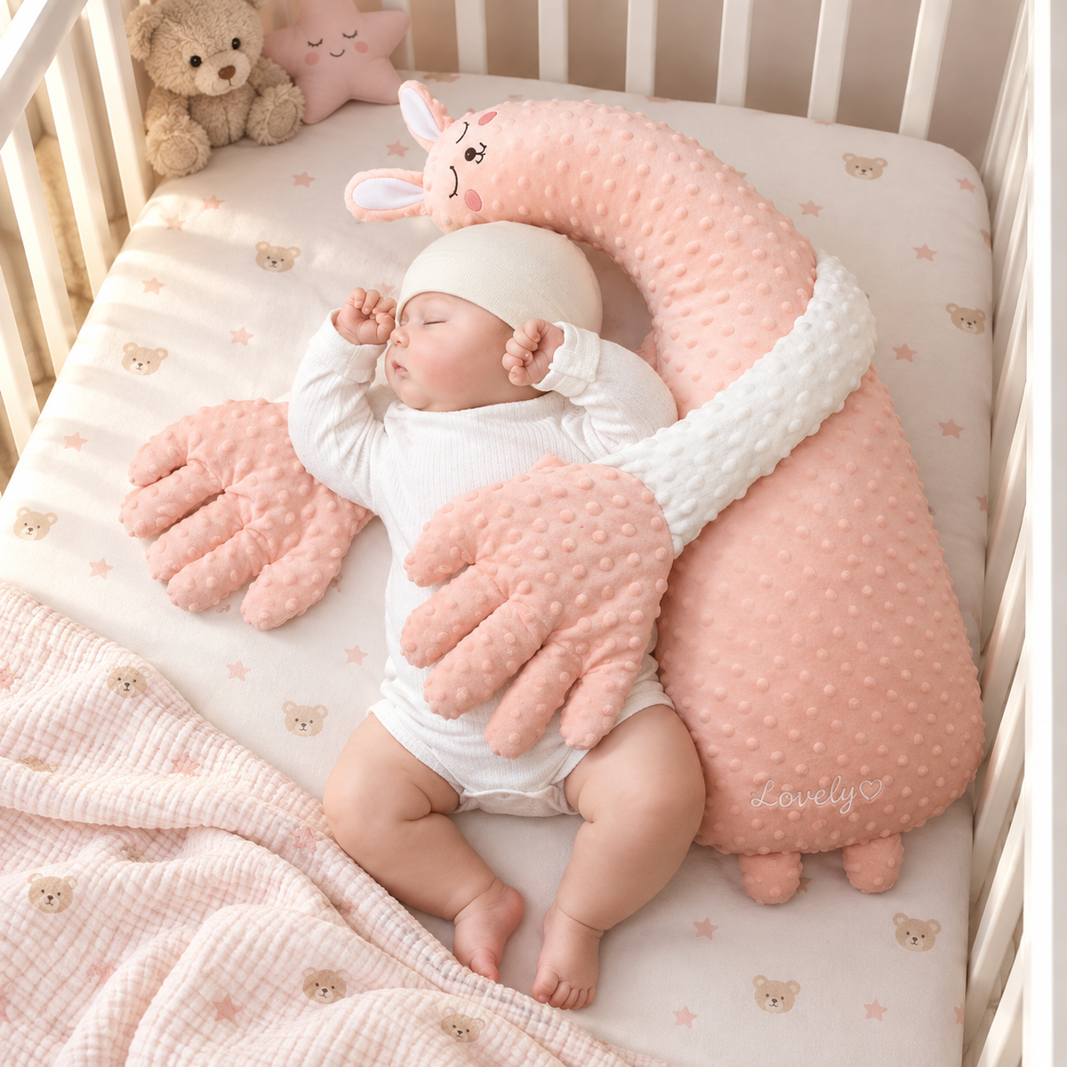 Lugnande klappkudde för baby – justerbar klapparm (65 cm)