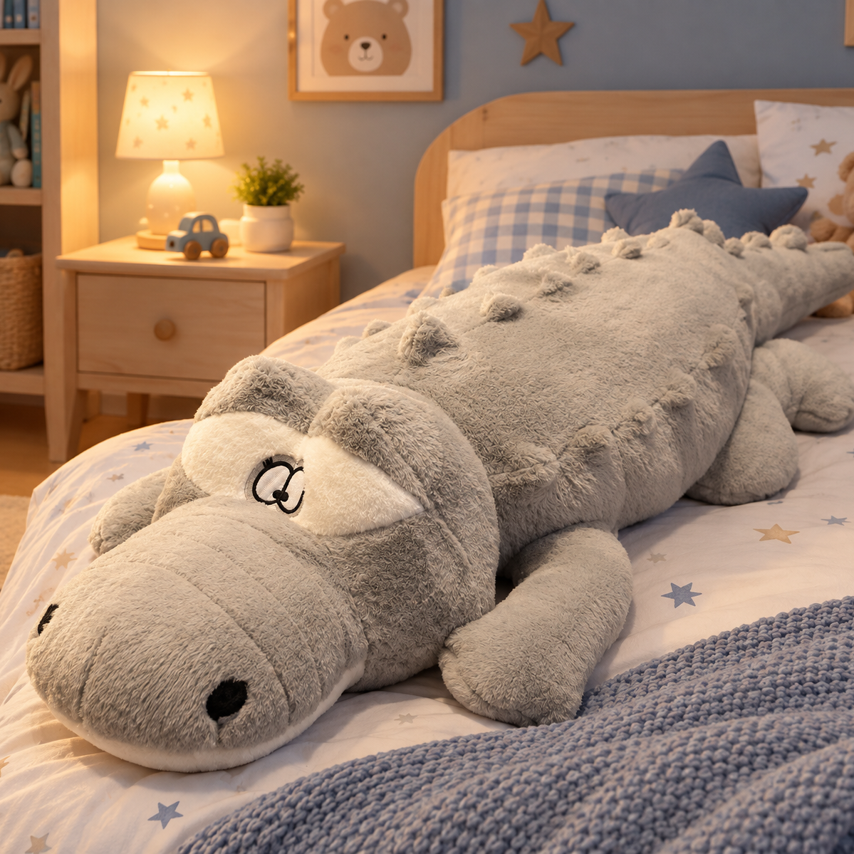 Krokodil gosedjur – lång kramkudde (90–100 cm)