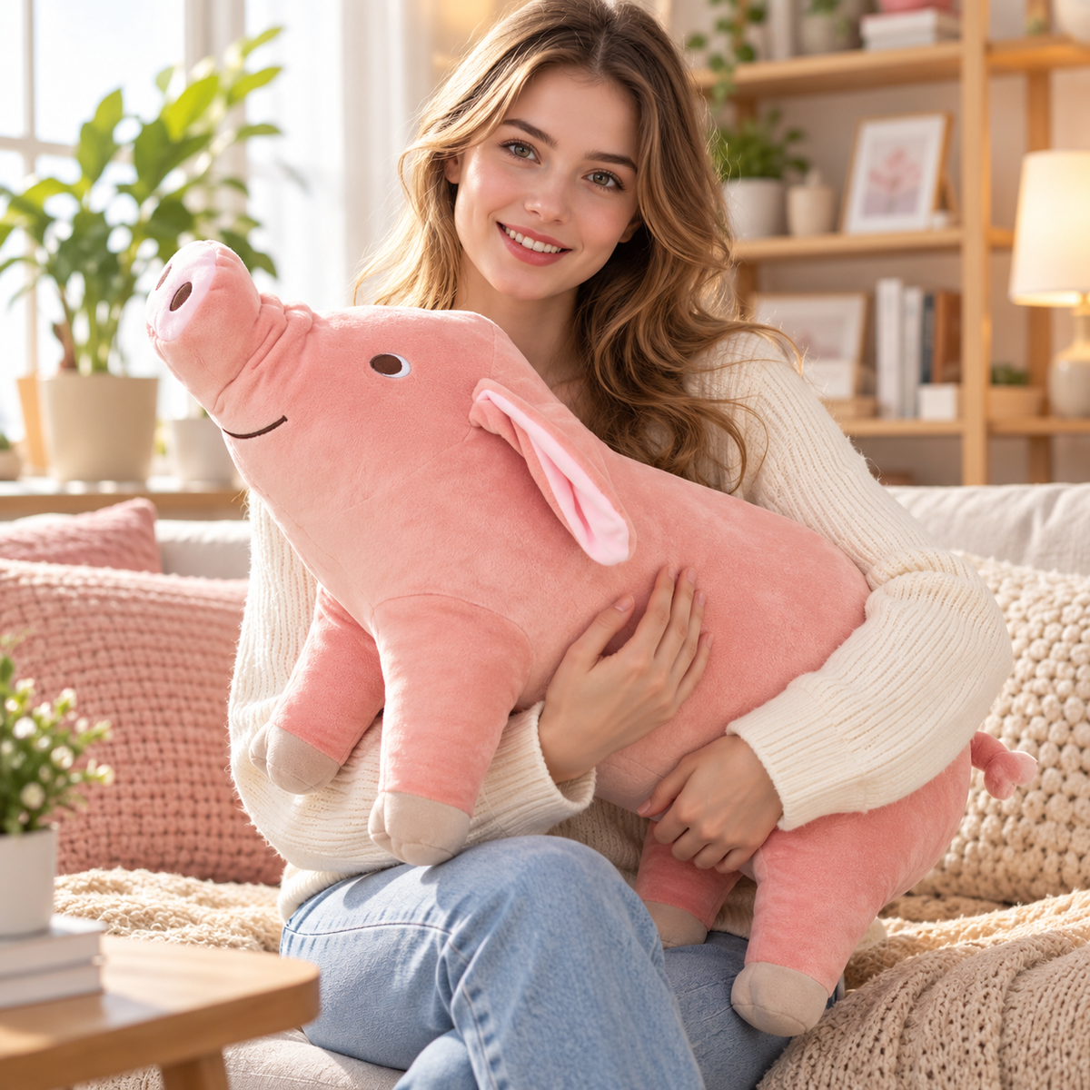 Gris gosedjur – rosa och supermjuk (25–60 cm)
