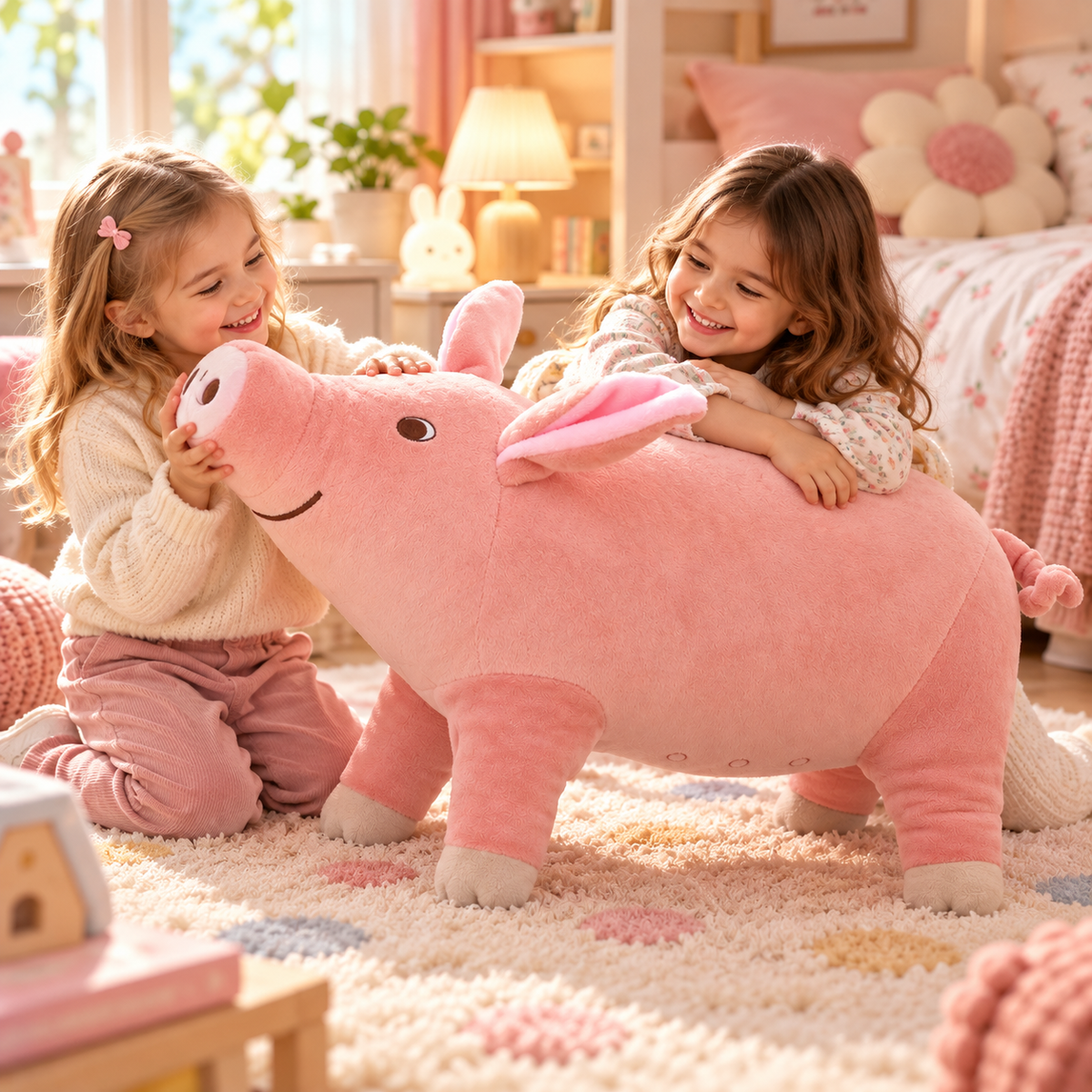 Gris gosedjur – rosa och supermjuk (25–60 cm)