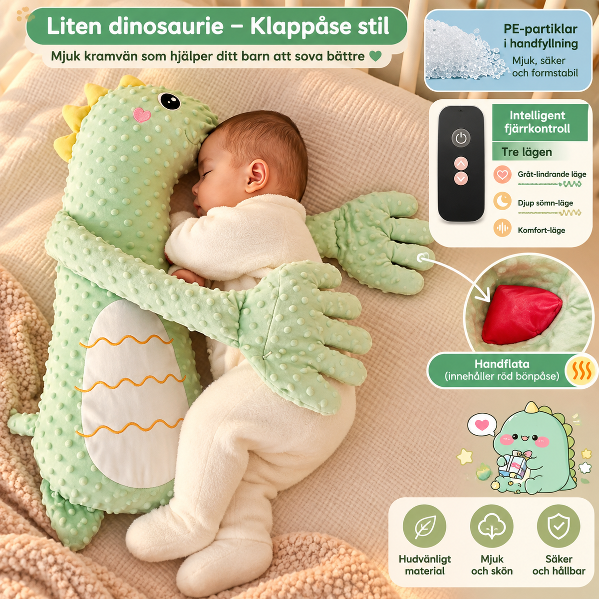 Lugnande gosedjur med klappfunktion och fjärrkontroll (65 cm)