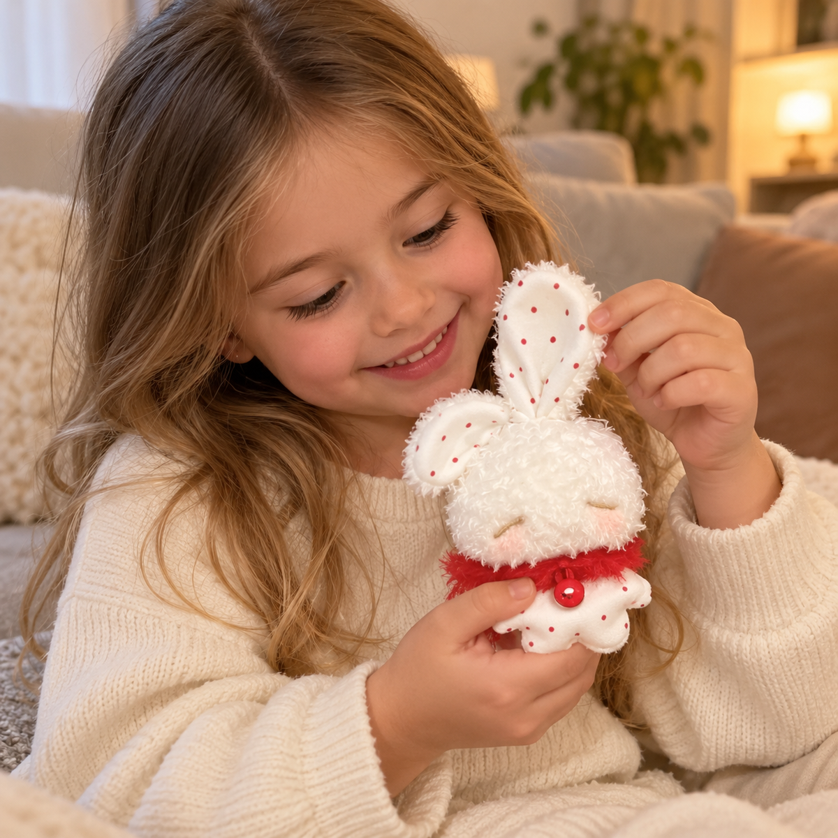 Mini ängelkanin – mjuk nyckelring