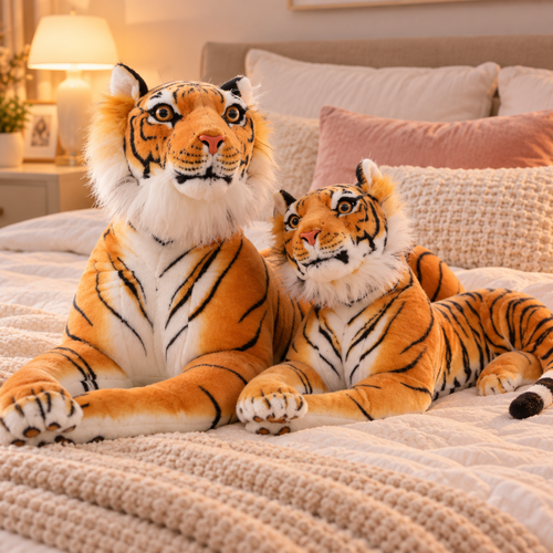 Brun tiger gosedjur – stor och mjuk (30–90 cm)