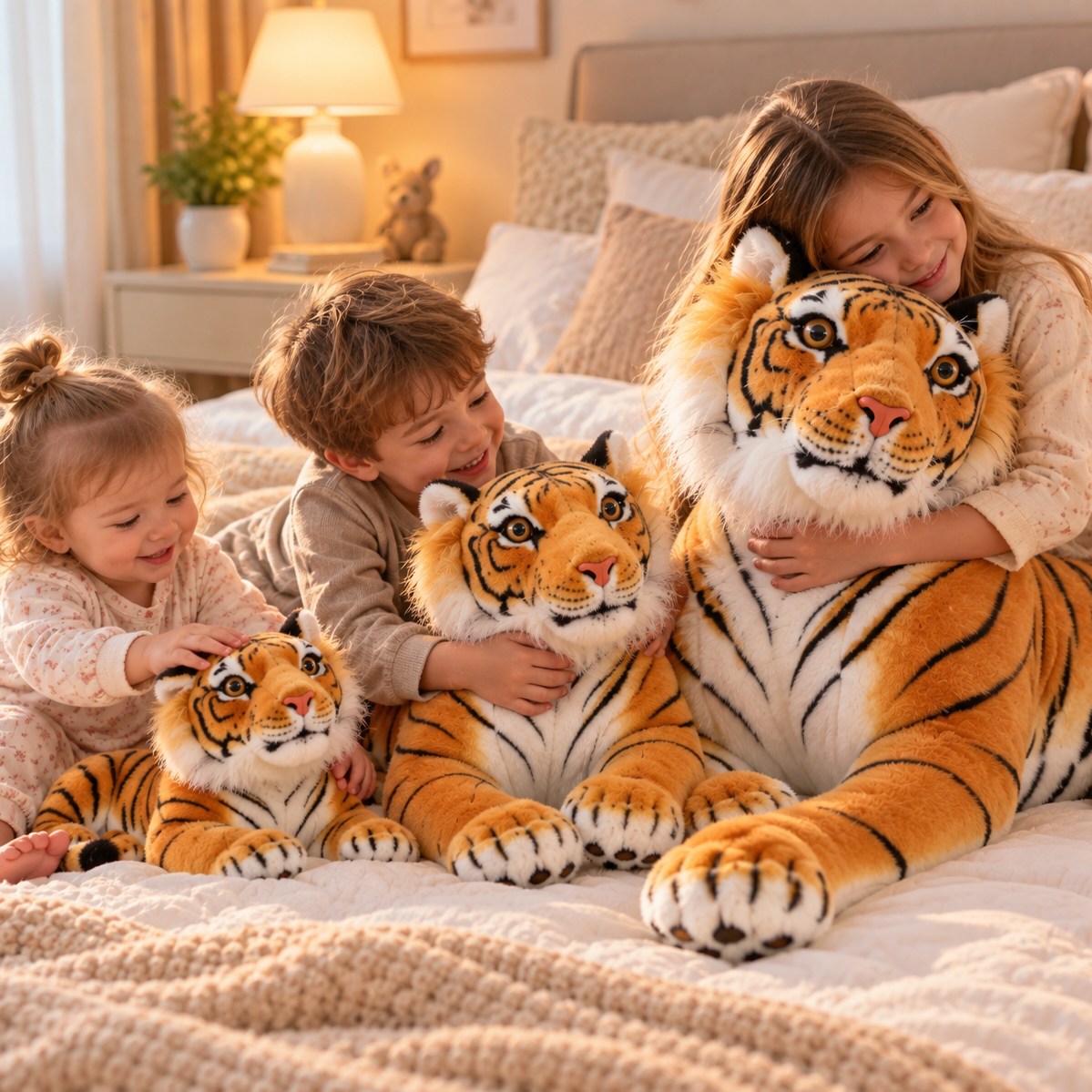 Brun tiger gosedjur – stor och mjuk (30–90 cm)
