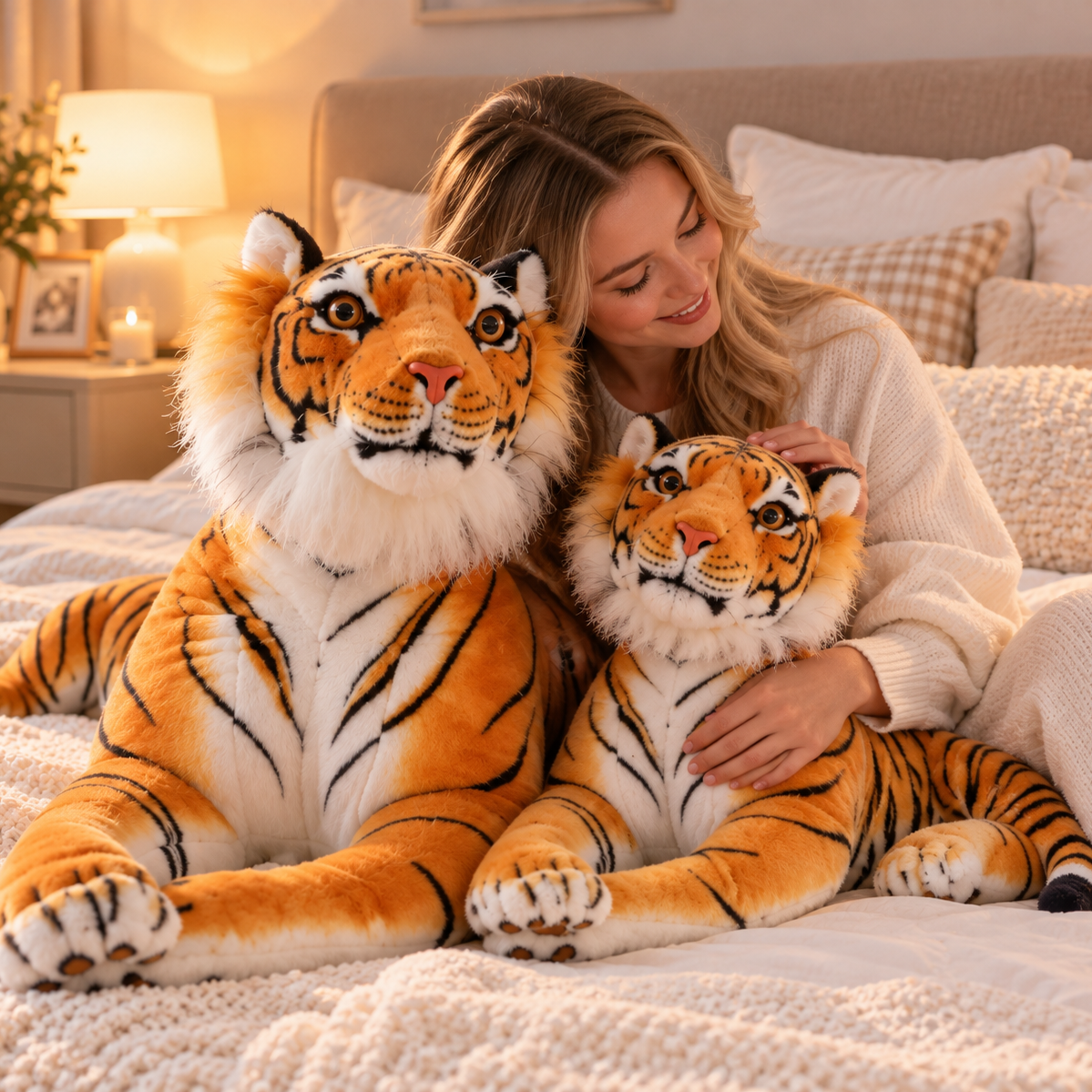 Brun tiger gosedjur – stor och mjuk (30–90 cm)