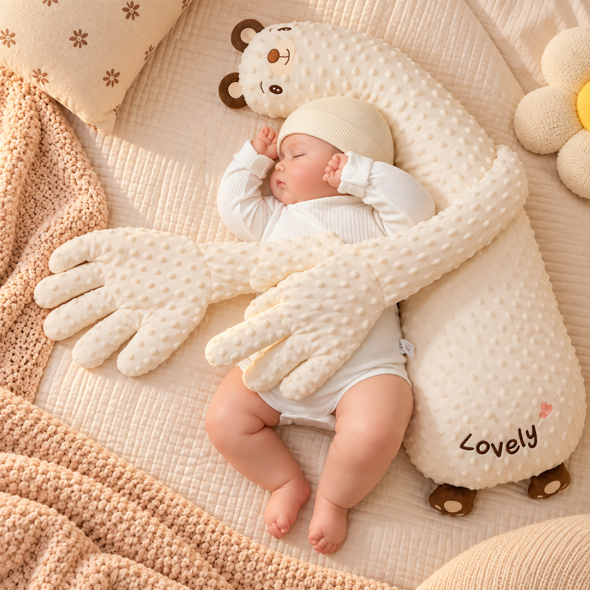 Lugnande klappkudde för baby – justerbar klapparm (65 cm)