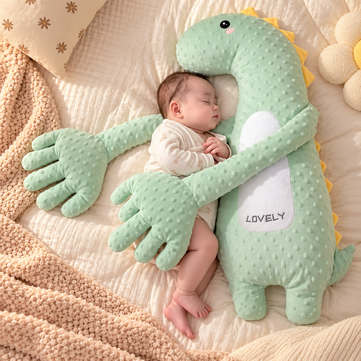 Lugnande klappkudde för baby – justerbar klapparm (65 cm)