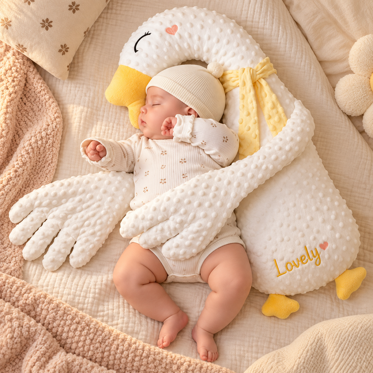 Lugnande klappkudde för baby – justerbar klapparm (65 cm)