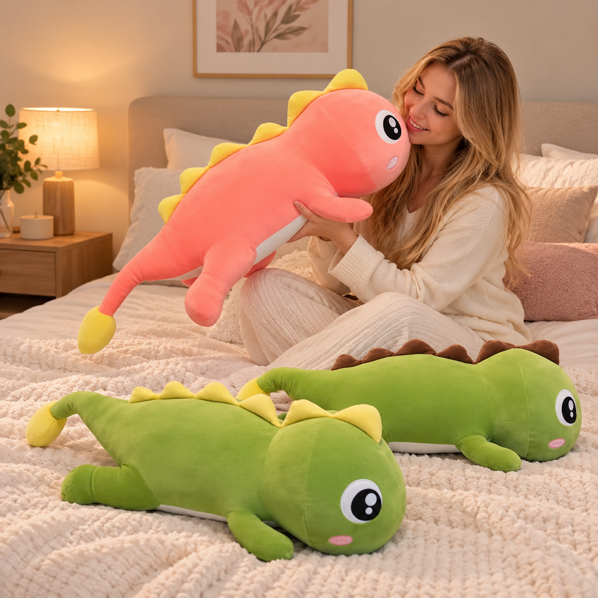 Dinosaurie gosedjur – lång och mjuk kawaii-kudde (60 cm)