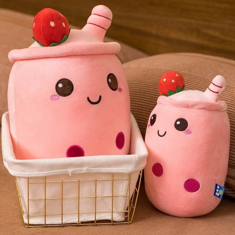 Bubble tea-kudde med sugrör – mjuk ryggkudde (24–35 cm)