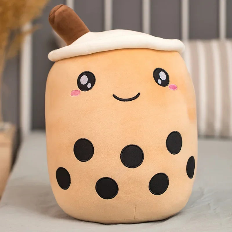 Bubble tea-kudde med sugrör – mjuk ryggkudde (24–35 cm)