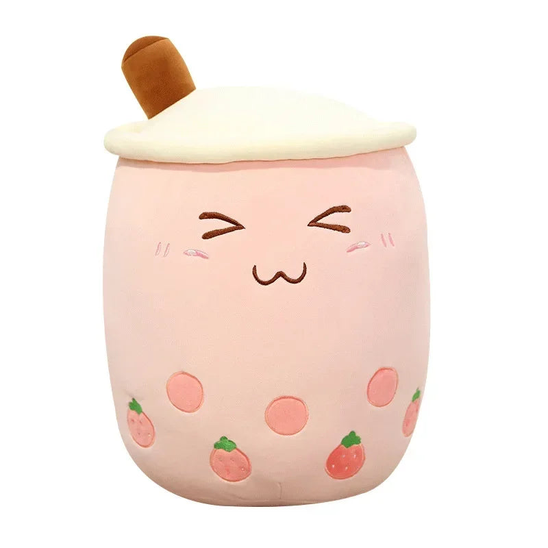 Bubble tea-kudde med sugrör – mjuk ryggkudde (24–35 cm)