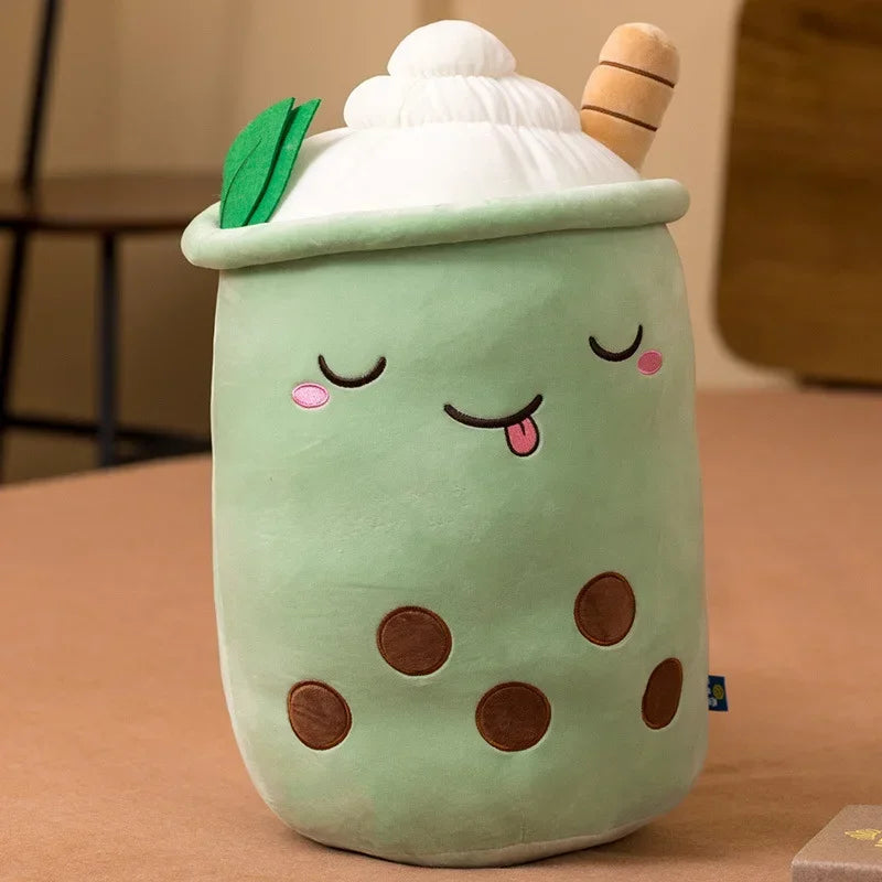 Bubble tea-kudde med sugrör – mjuk ryggkudde (24–35 cm)