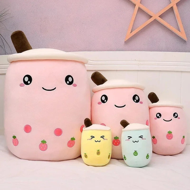 Bubble tea-kudde med sugrör – mjuk ryggkudde (24–35 cm)