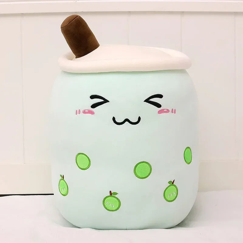 Bubble tea-kudde med sugrör – mjuk ryggkudde (24–35 cm)
