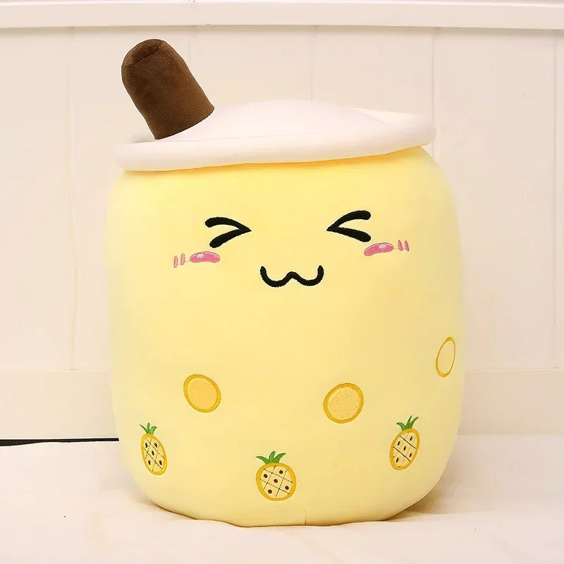 Bubble tea-kudde med sugrör – mjuk ryggkudde (24–35 cm)