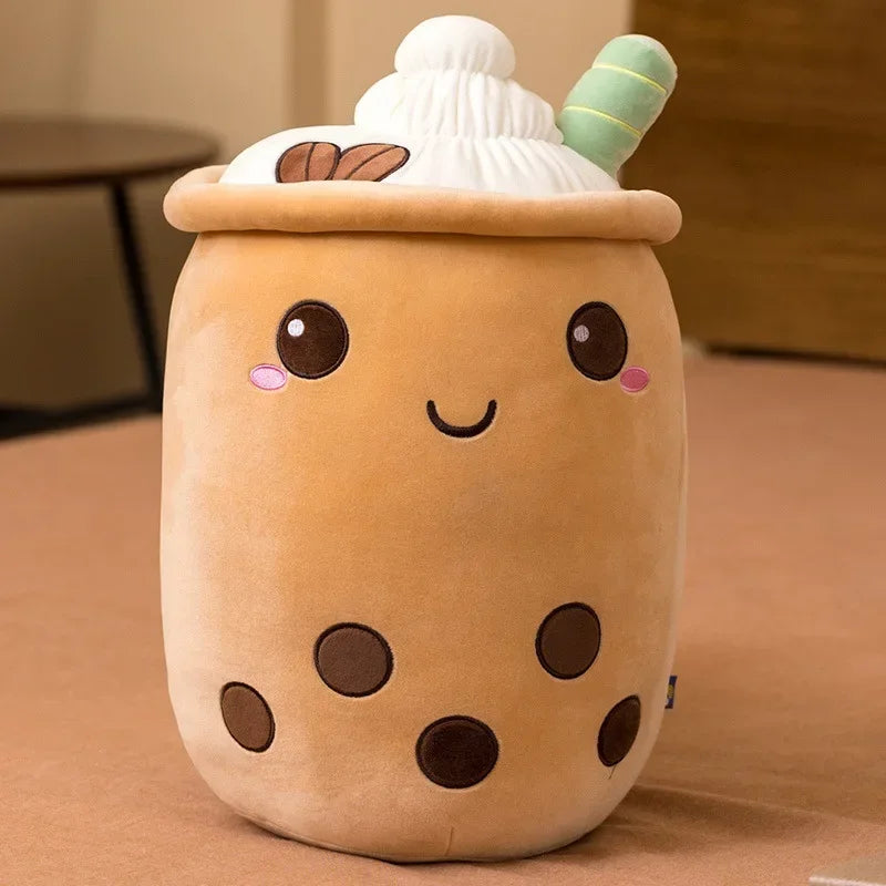 Bubble tea-kudde med sugrör – mjuk ryggkudde (24–35 cm)