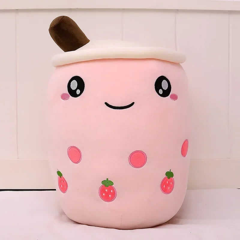 Bubble tea-kudde med sugrör – mjuk ryggkudde (24–35 cm)