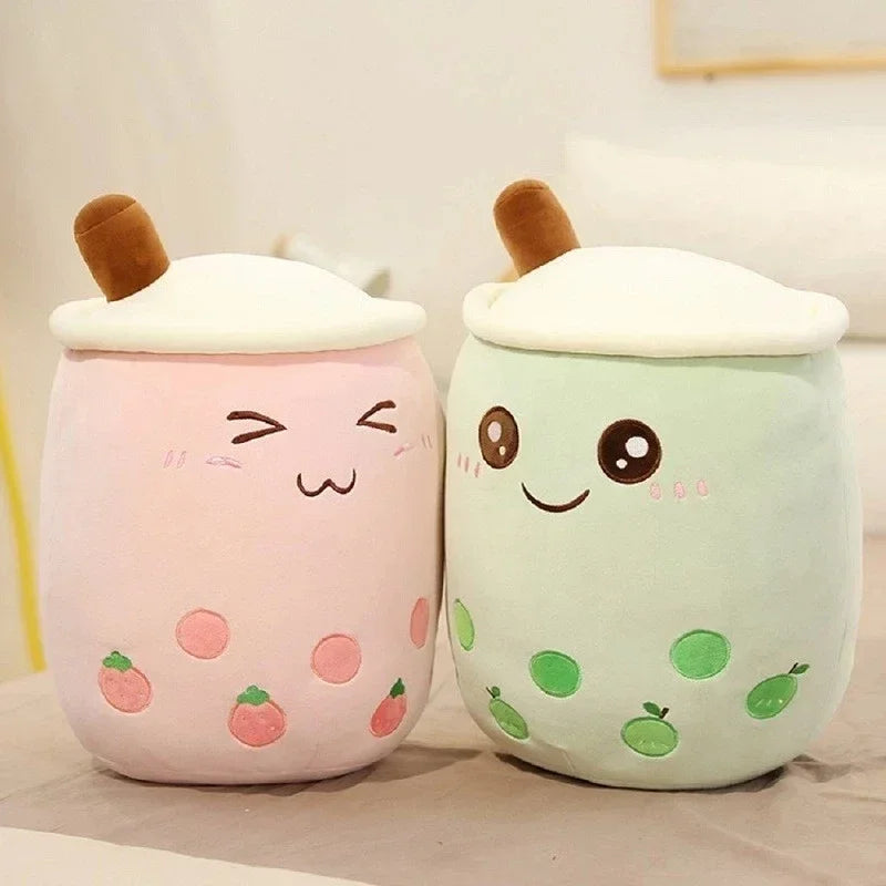 Bubble tea-kudde med sugrör – mjuk ryggkudde (24–35 cm)