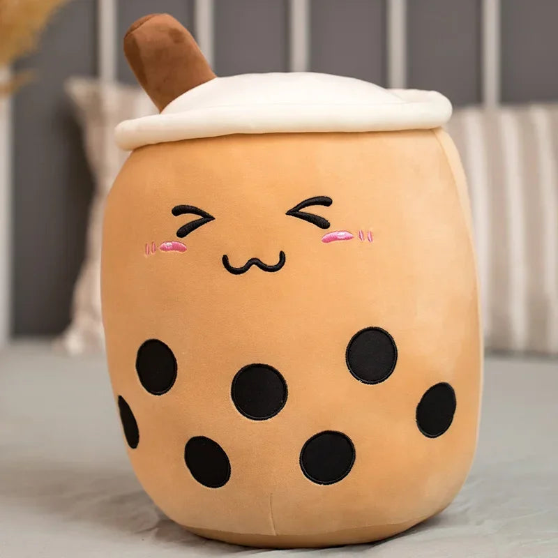 Bubble tea-kudde med sugrör – mjuk ryggkudde (24–35 cm)