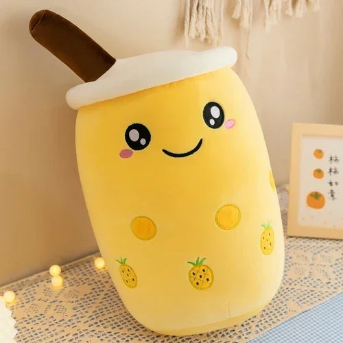 Bubble tea-kudde med sugrör – mjuk ryggkudde (24–35 cm)