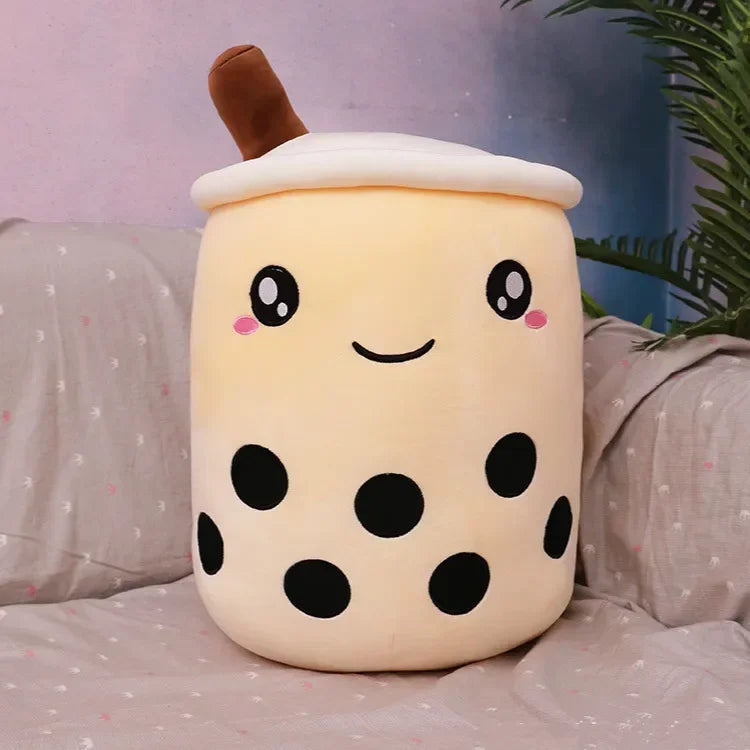 Bubble tea-kudde med sugrör – mjuk ryggkudde (24–35 cm)