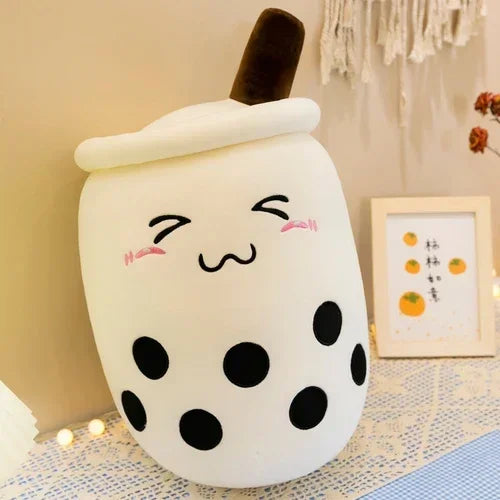 Bubble tea-kudde med sugrör – mjuk ryggkudde (24–35 cm)