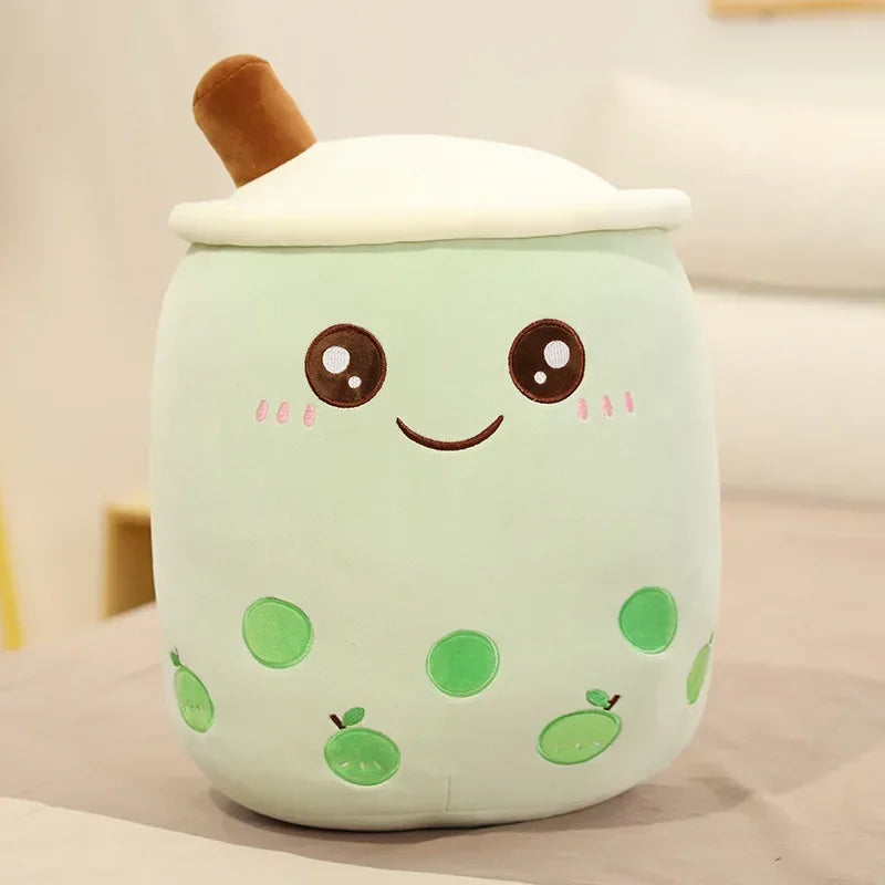 Bubble tea-kudde med sugrör – mjuk ryggkudde (24–35 cm)