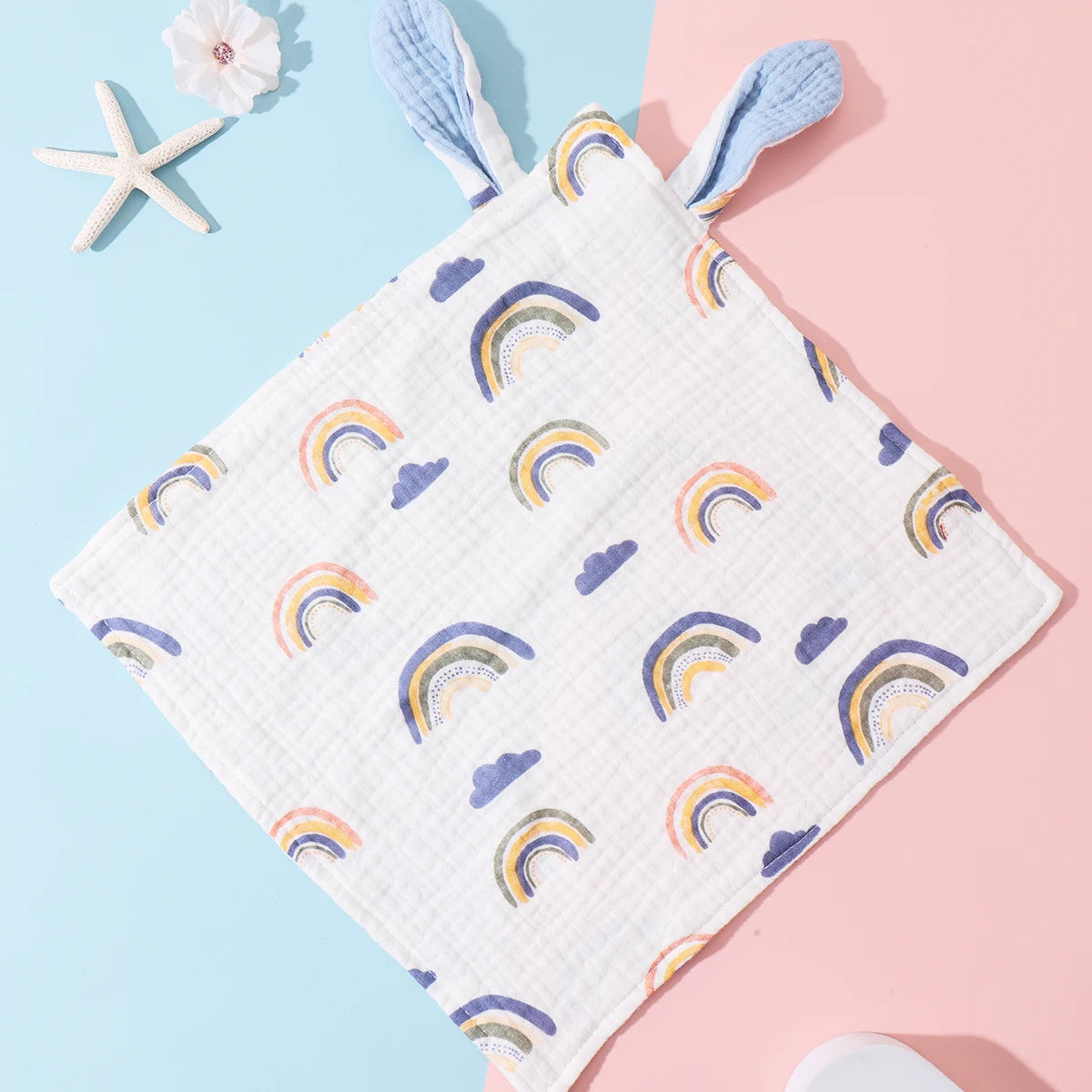 Snuttefilt i muslin med kaninöron – för baby (4 modeller)