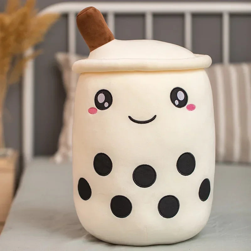 Bubble tea-kudde med sugrör – mjuk ryggkudde (24–35 cm)