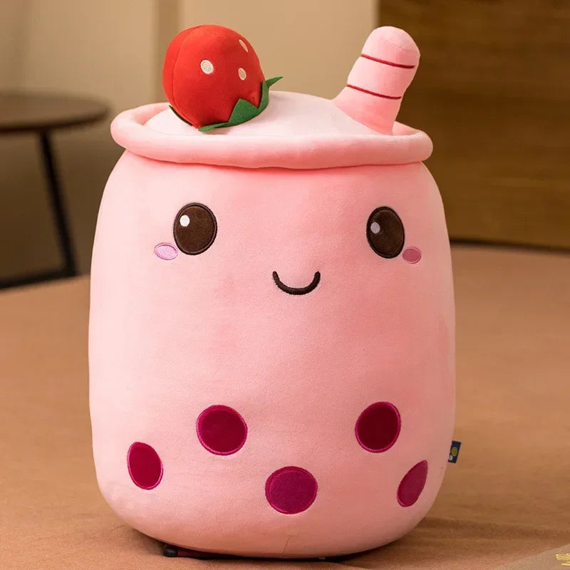 Bubble tea-kudde med sugrör – mjuk ryggkudde (24–35 cm)