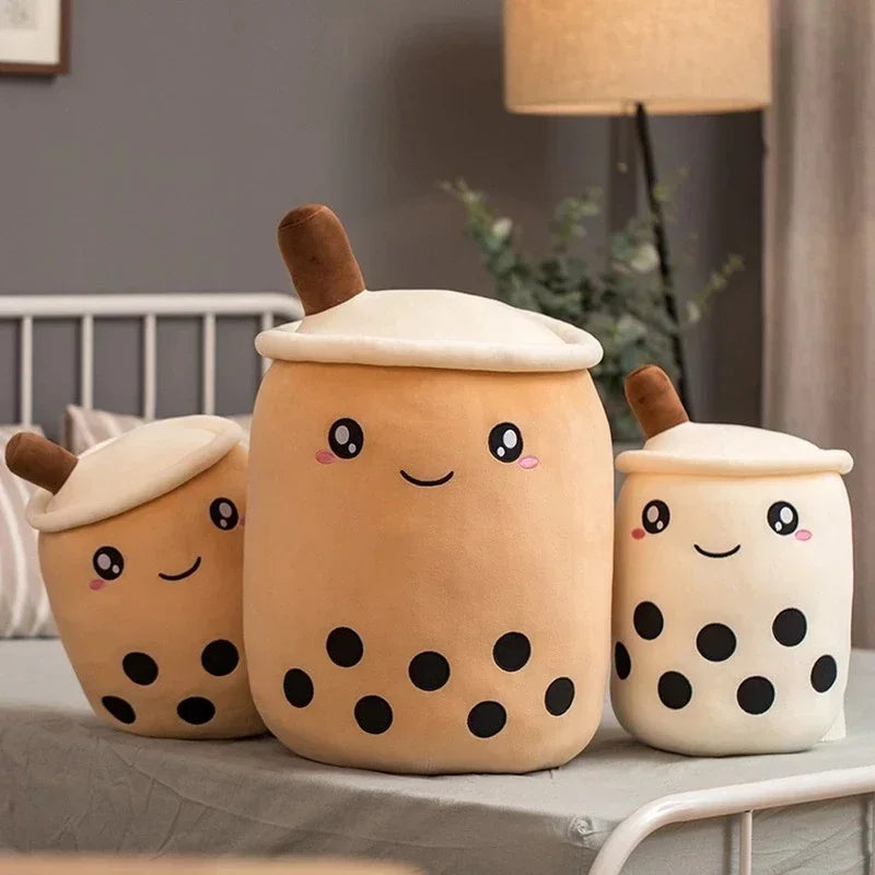 Bubble tea-kudde med sugrör – mjuk ryggkudde (24–35 cm)